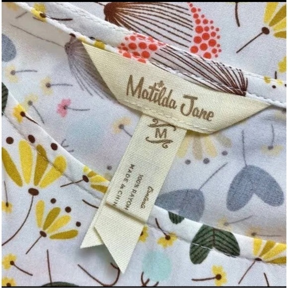 Matilda Jane Sz M Floral Print Ruffled Top Flutter Sleeve Spring Summer Womens - Picture 9 of 9